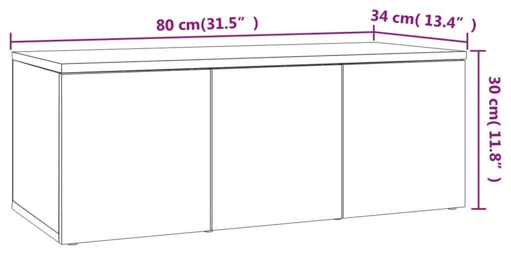 Έπιπλο Τηλεόρασης Γκρι Σκυροδέματος 80x34x30 εκ. Επεξ. Ξύλο 801863