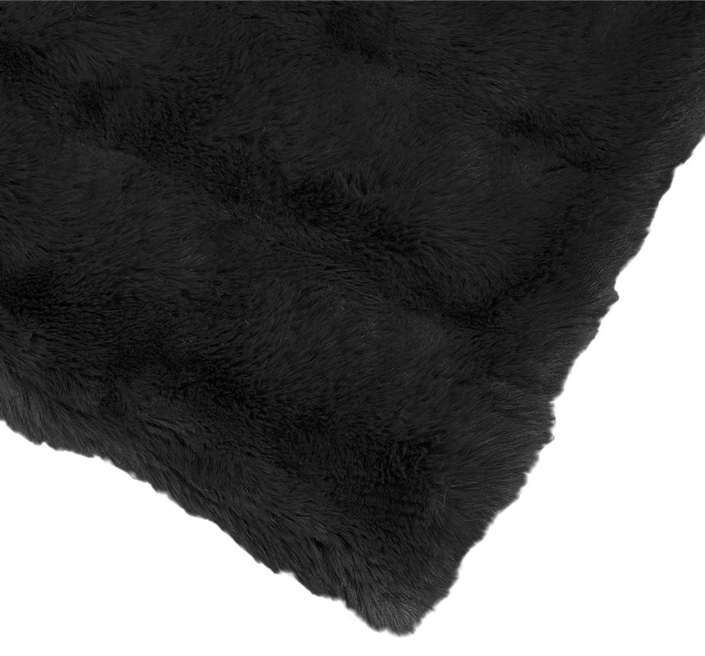vidaXL Ψεύτικη κουβέρτα από κουνέλι 4 pcs Μαύρο 130 x 150 cm