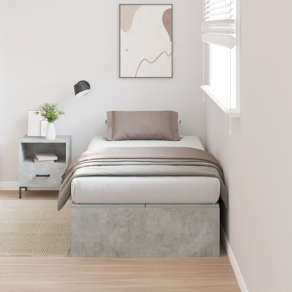 vidaXL Κρεβάτι αποθήκευσης  Concrete Grey, 75x190 cm, από επεξεργασμένο ξύλο.