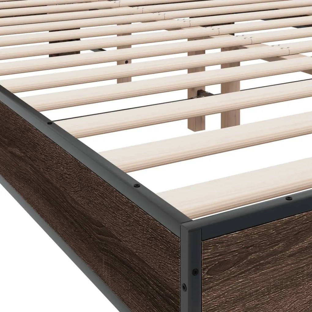 vidaXL Πλαίσιο Κρεβατιού Καφέ Δρυς 120x200 εκ. Επεξ. Ξύλο &amp; Μέταλλο