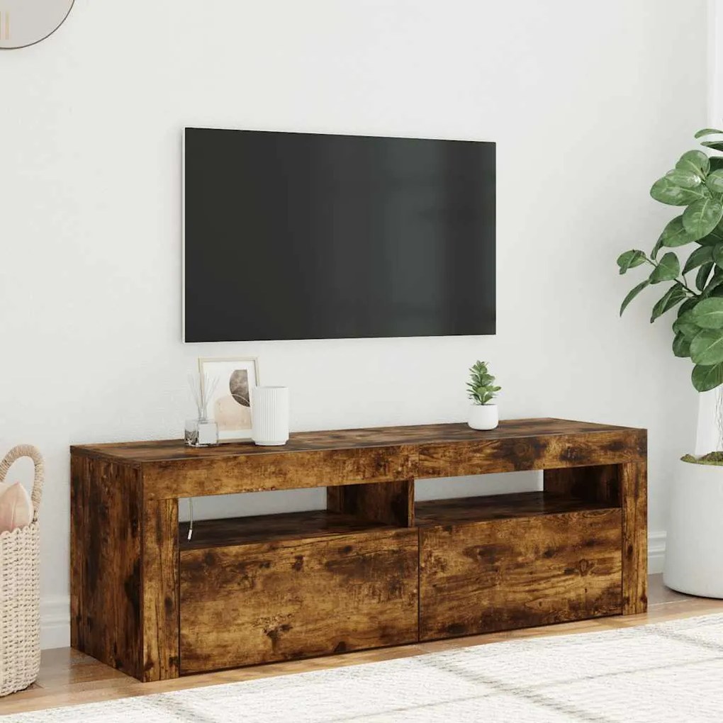 vidaXL Έπιπλο Τηλεόρασης με LED Καπνιστή Δρυς 120 x 35 x 40 εκ.