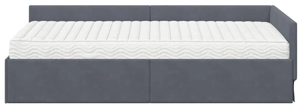 vidaXL Κρεβάτι γωνίας με στρώμα Άλλο με κεφαλάρι 2 pcs Γκρι Βελούδο