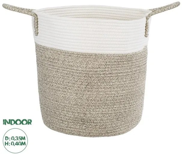 Διακοσμητικό Καλάθι-Κασπώ Γλάστρα-Flower Pot Μπεζ Σκούρο Λευκό Artificial Garden CHALKI 20200 Globostar-20200-Μπεζ 20200