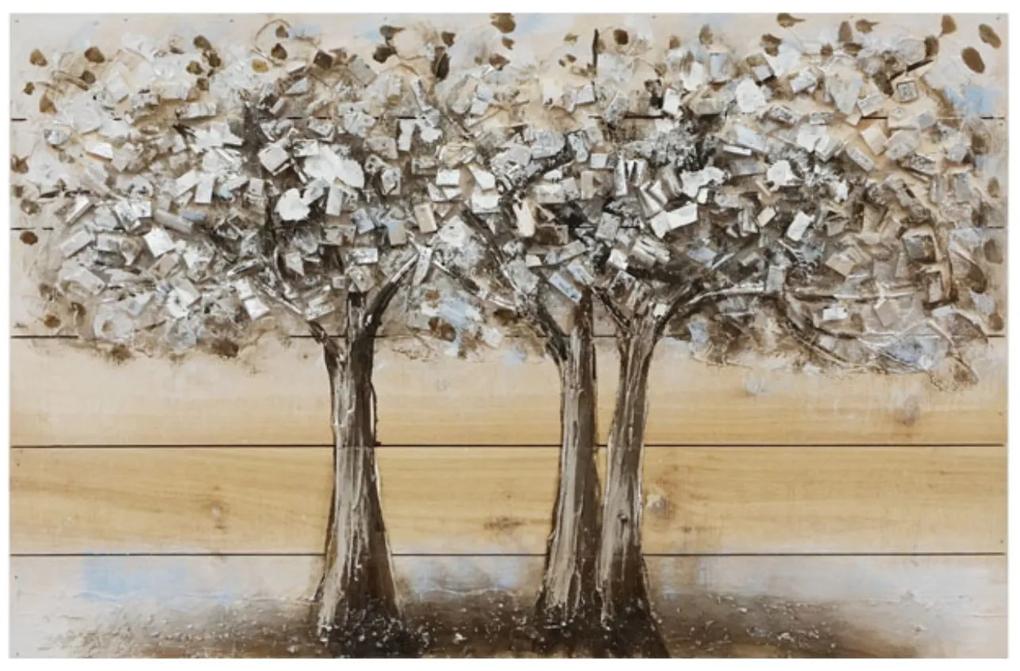 Πίνακας σε ξύλο Δέντρα Ασημί - 60Χ90