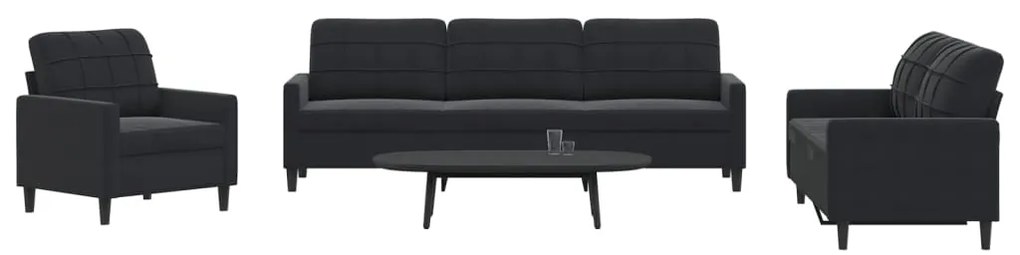 vidaXL Σετ Σαλονιού 4 Τεμαχίων Μαύρο από Βελούδο με Μαξιλάρια