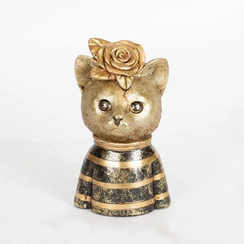 Διακοσμητική Γάτα 752-11591 10,5x9x18cm Gold-Black Estheti Home Polyresin