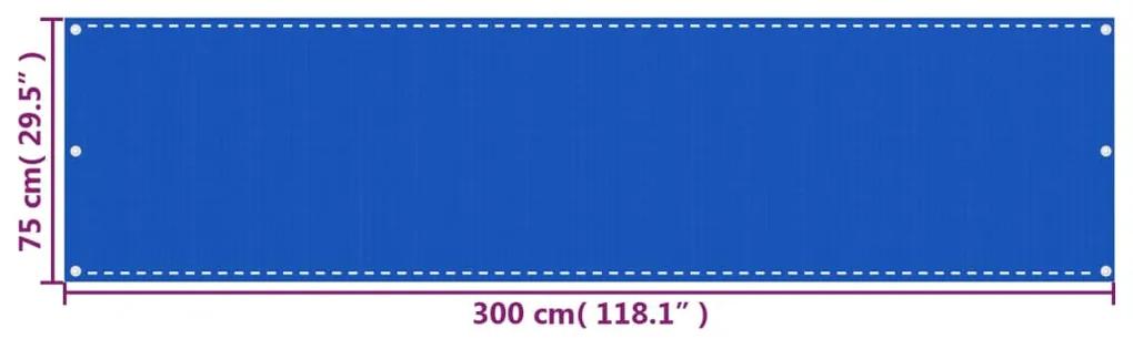 vidaXL Διαχωριστικό Βεράντας Μπλε 75 x 300 εκ. από HDPE