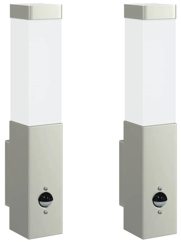 vidaXL Εξωτερικά Φωτιστικά Τοίχου 2 pcs Ασημί 10.5 x 6 x 35 εκ.