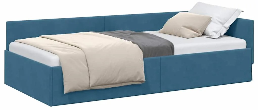vidaXL Κρεβάτι Γωνίας με κεφαλάρι Μπλε 80 εκ x 200 εκ Βελούδο