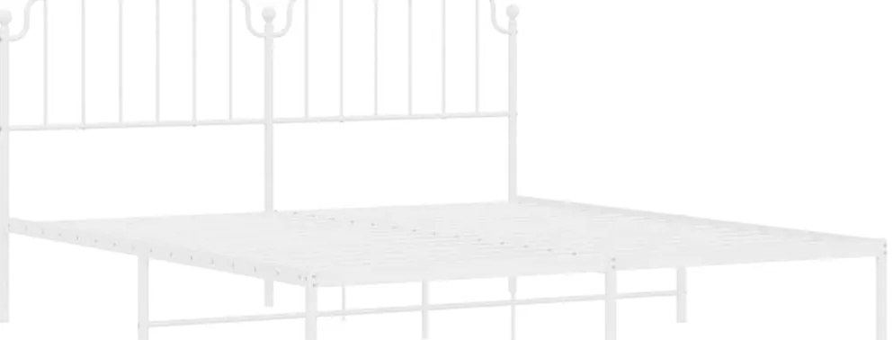 vidaXL Πλαίσιο Κρεβατιού με Κεφαλάρι Λευκό 183 x 213 εκ. Μεταλλικό