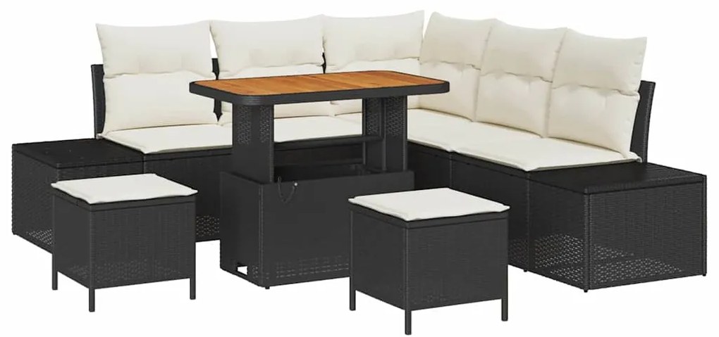 vidaXL Σετ Καναπέ Κήπου με αποθήκευση 8 pcs Μαύρο Πολυ ράταν