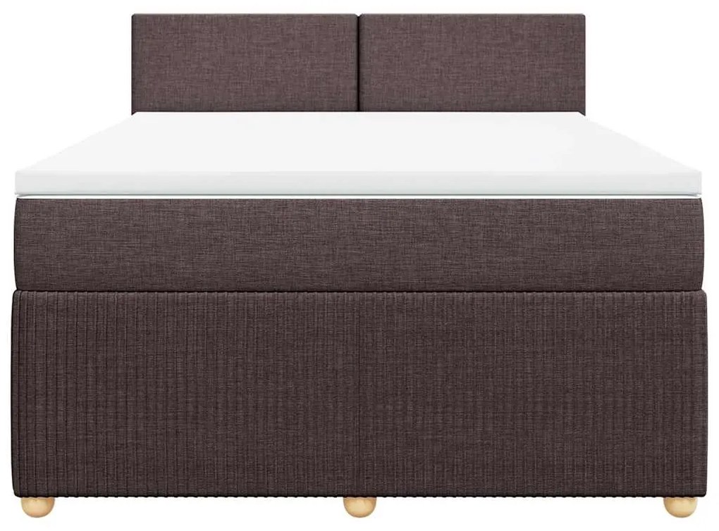 vidaXL Κρεβάτι Boxspring με Στρώμα Σκούρο Καφέ 160x200 εκ Υφασμάτινο