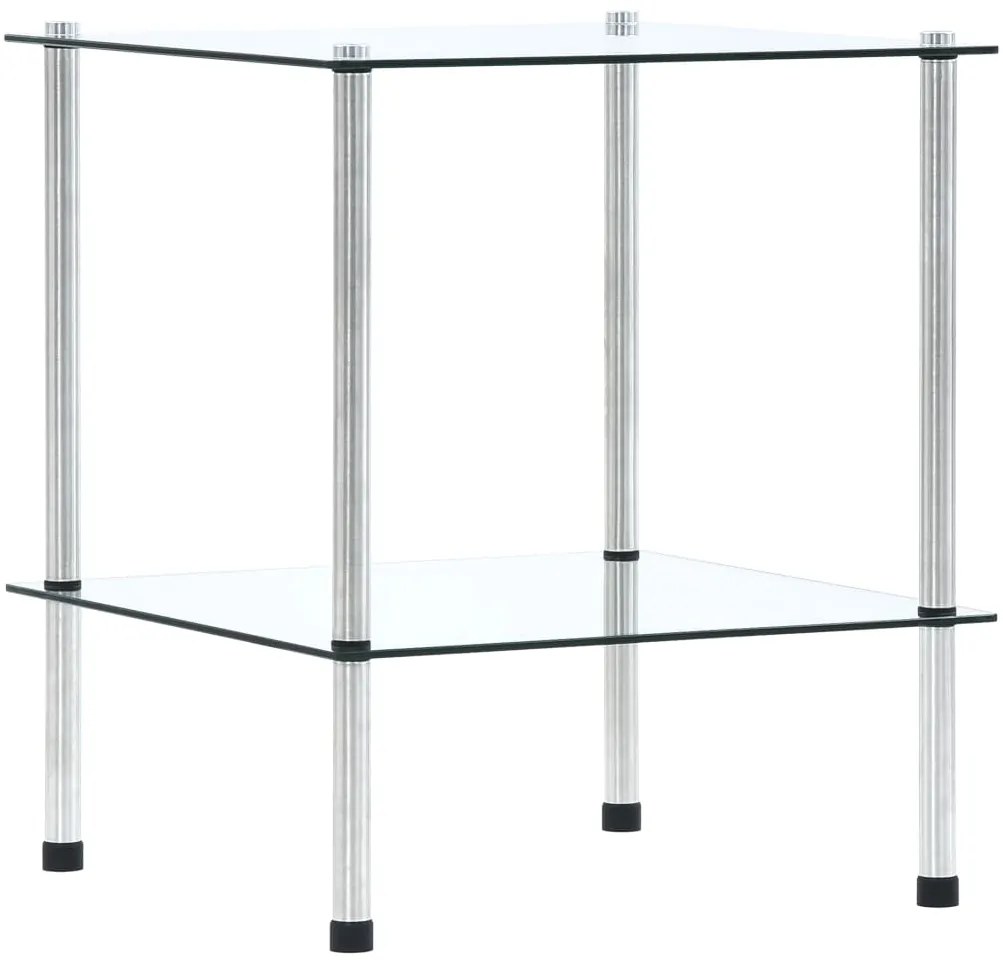 vidaXL Ραφιέρα 2 Επιπέδων Διαφανής 40 x 40 x 47 εκ. από Ψημένο Γυαλί