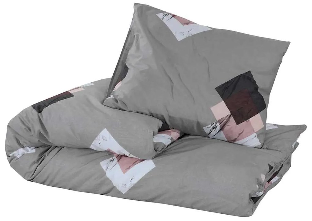 Σετ Παπλωματοθήκη vidaXL Γκρι 155x220 εκ. Βαμβακερό