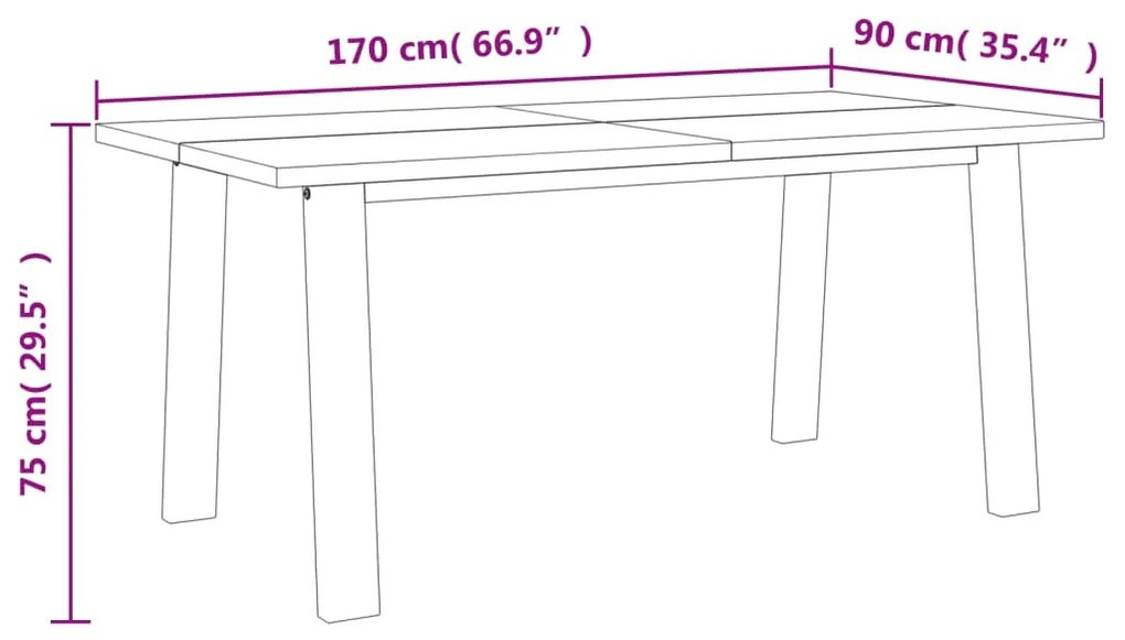 vidaXL Τραπεζαρία 170 x 90 εκ. από Μασίφ Ξύλο Ακακίας