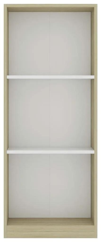 Βιβλιοθήκη με 3 Ράφια Λευκό/Sonoma 40x24x108 εκ. Μοριοσανίδα - Πολύχρωμο