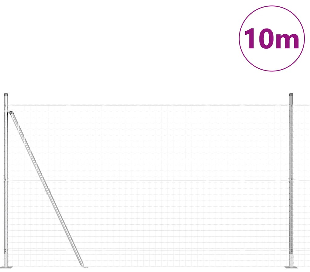 vidaXL Ευρωπαϊκό Φράχτη με 7 Πλαϊνές Στήλες 1.6x10 μ. Γαλβανισμένος ατσάλι