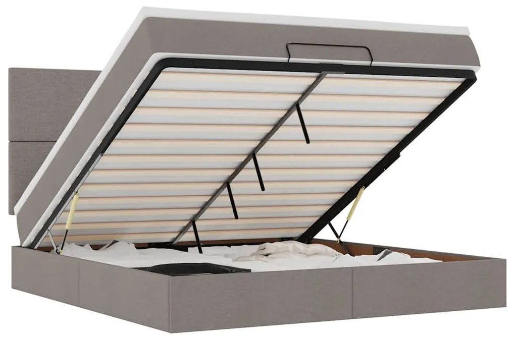 vidaXL Οθωμανικό κρεβάτι με στρώμα Taupe 180x200cm ύφασμα