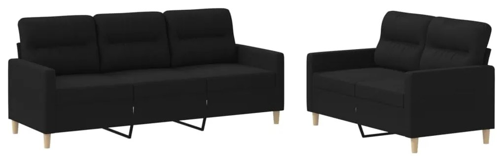 vidaXL Πολυθρόνες Σετ 2 Τεμαχίων Μαύρες από Ύφασμα με Μαξιλάρια