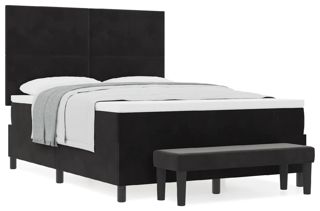 vidaXL Κρεβάτι με ελατήρια με στρώμα Μαύρο 160 x 200 cm Βελούδο
