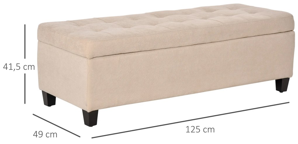 HOMCOM Ταπετσαρισμένη τραπεζαρία με αποθηκευτικό χώρο, κουμπωτή επεξεργασία, έως 120 kg, 125 x 49 x 41,5 cm, Μπεζ