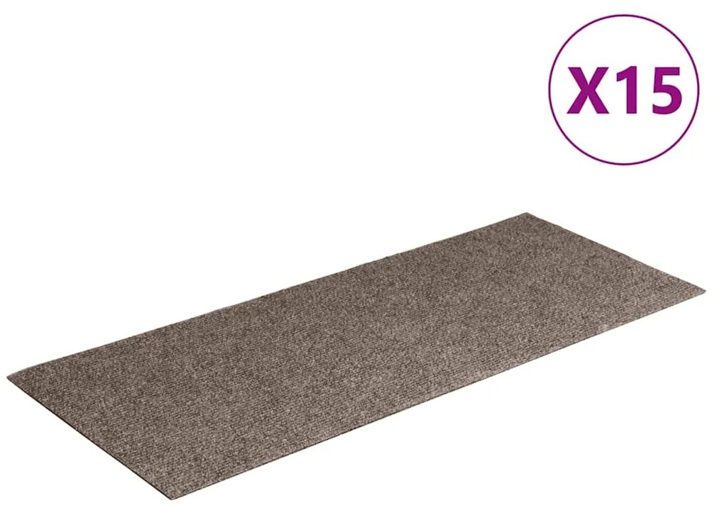 vidaXL Πατάκια Σκαλιών Αυτοκόλλητα 15 τεμ. Μπεζ Ορθογώνια 60x25 εκ.