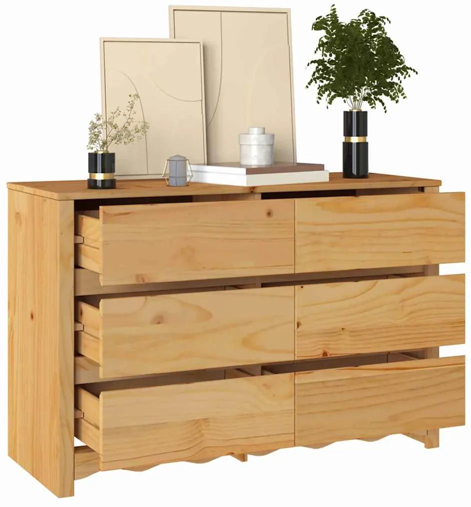 vidaXL Συρταριοθήκη με ράφι Καφέ 111 x 43 x 73.5 εκ. Μασίφ ξύλο πεύκου