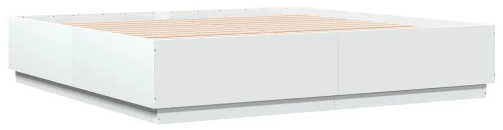 vidaXL Πλαίσιο Κρεβατιού με Φώτα LED Λευκό 200x200 εκ. Επεξ. Ξύλο