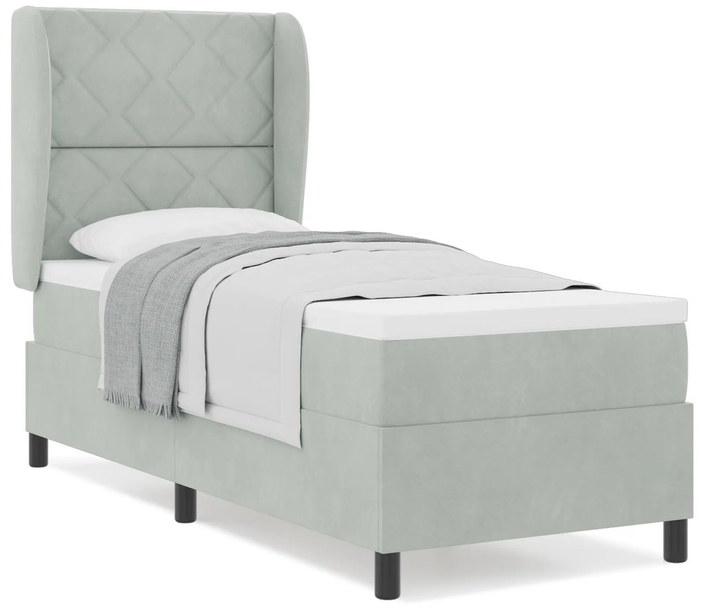 vidaXL κρεβάτι Box Spring με στρώμα ανοιχτό γκρι 80x200 εκ. βελούδο