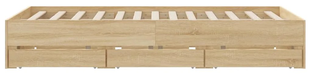 vidaXL Πλαίσιο Κρεβατιού με συρτάρια Sonoma Δρυς 140x190εκ. Επεξ. Ξύλο