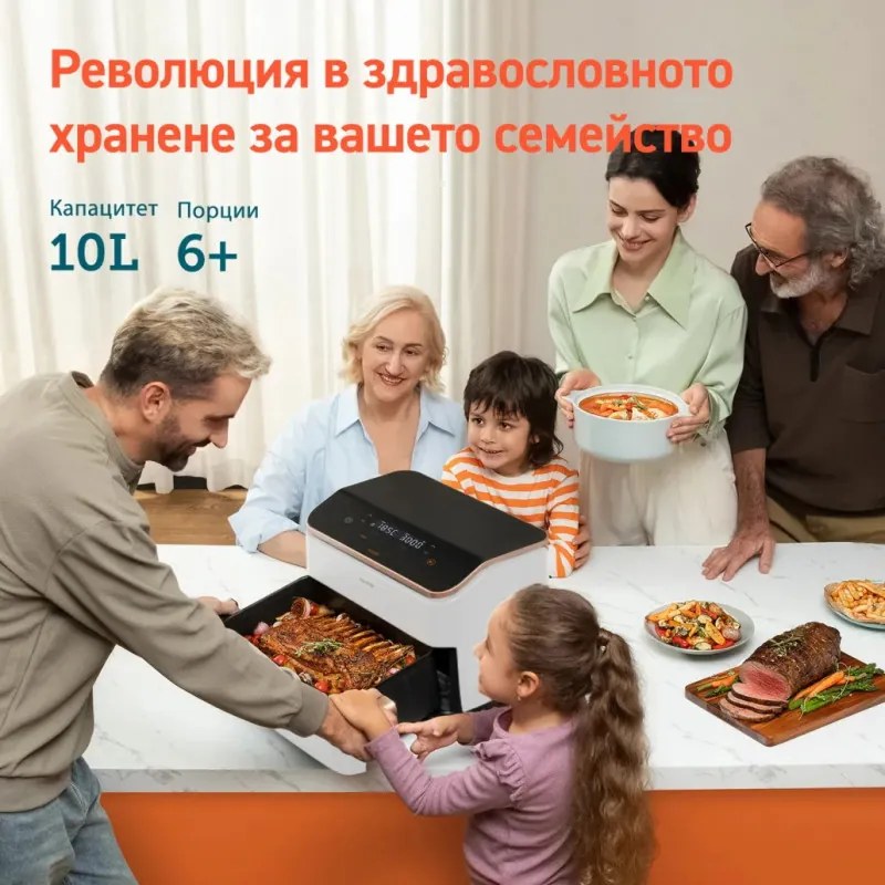Cosori Dual Blaze TwinFry CAF-TF101S, 10 l, 6 προγράμματα, 35-240 C, χρονοδιακόπτης, ThermoIQ, συγχρονισμένο μαγείρεμα και τέλος, Λευκό