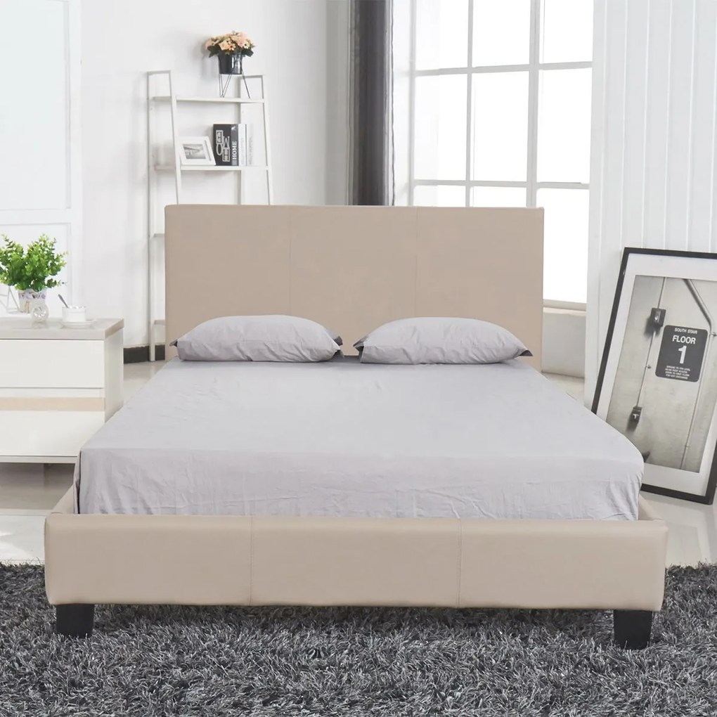 Κρεβάτι ArteLibre AZALEA Capuccino PU 213x131x88cm (Στρώμα 120x200cm)