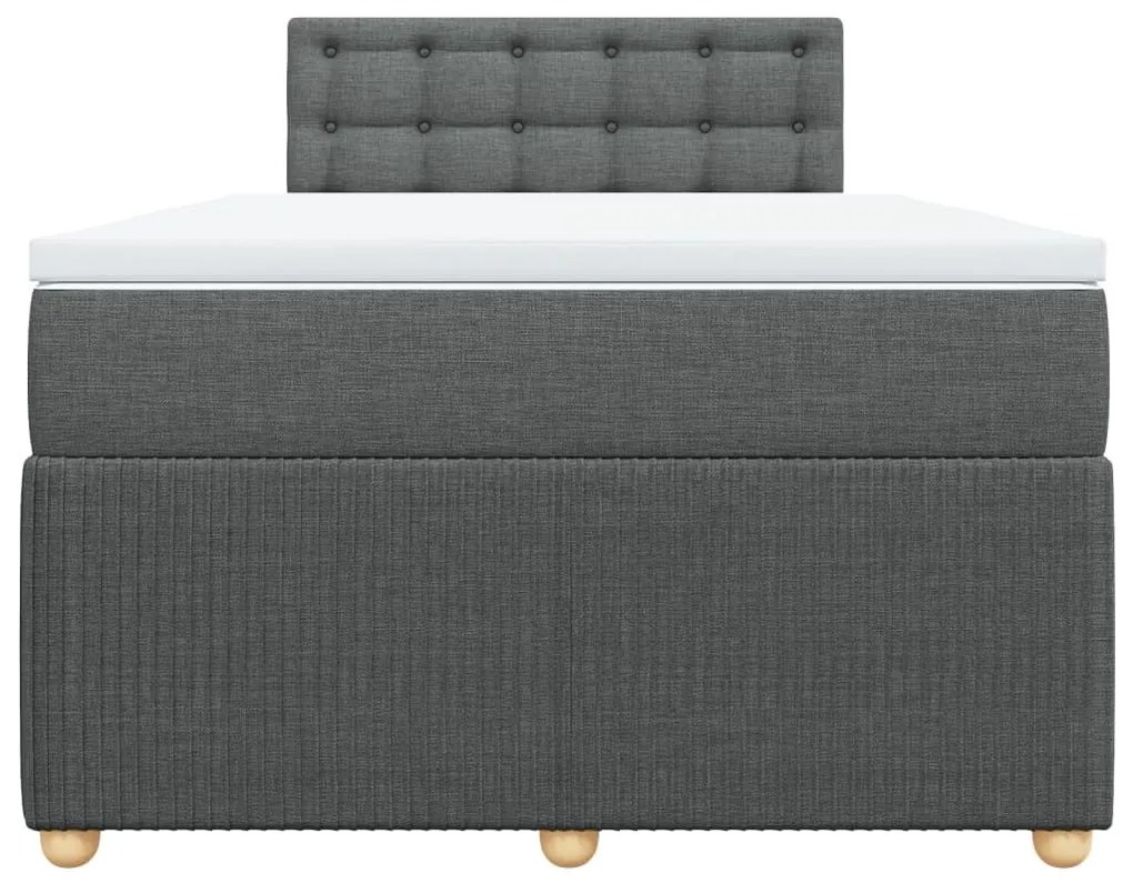 Κρεβάτι Boxspring με Στρώμα Σκούρο Γκρι 120x200 εκ. Υφασμάτινο - Γκρι