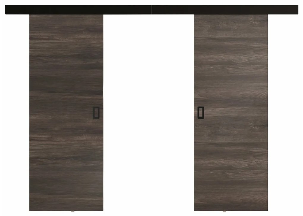 Συρόμενες πόρτες Dover 198, 33 kg, Σκούρα φλαμουριά, Πλαστικοποιημένη μοριοσανίδα, Καφέ, Αλουμίνιο | Epipla1.gr