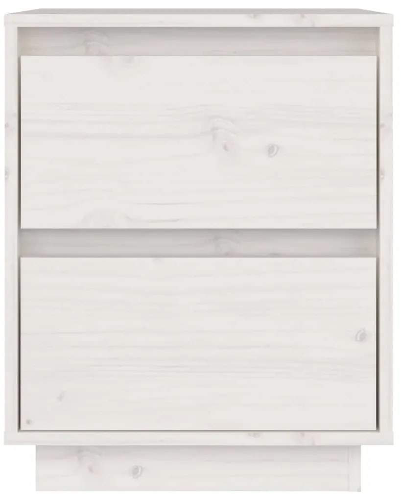vidaXL Κομοδίνα 2 τεμ. Λευκά 40 x 35 x 50 εκ. από Μασίφ Ξύλο Πεύκου