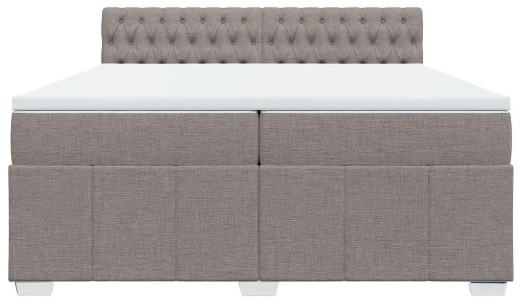 Κρεβάτι Boxspring με Στρώμα Taupe 200x200 εκ. Υφασμάτινο - Μπεζ-Γκρι