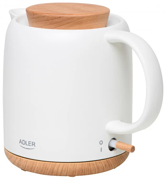 Ηλεκτρικός βραστήρας Adler AD 1304, 1200W, 1l, Κεραμικό, Περιστρεφόμενη βάση, Προστασία χωρίς νερό, Εκρού