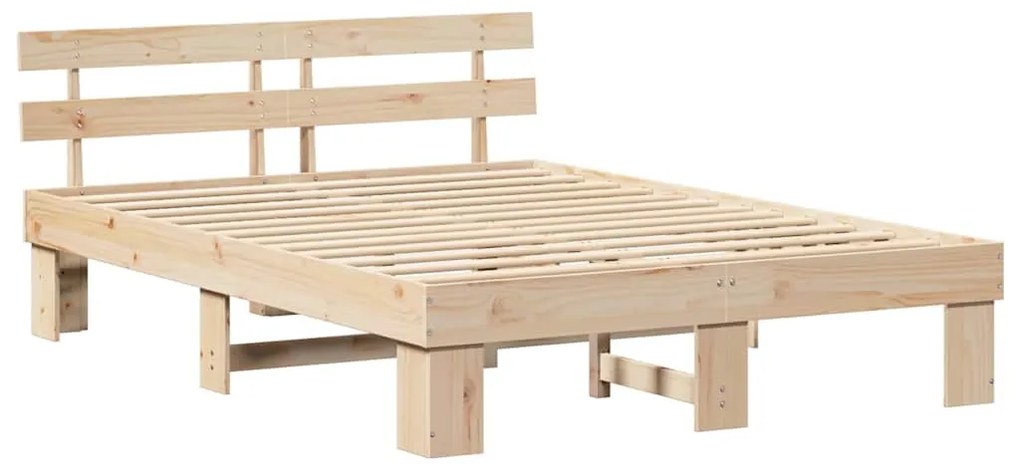 vidaXL Σκελετός Κρεβατιού Φυσικό 160 x 200 cm Στερεά ξυλεία πεύκου