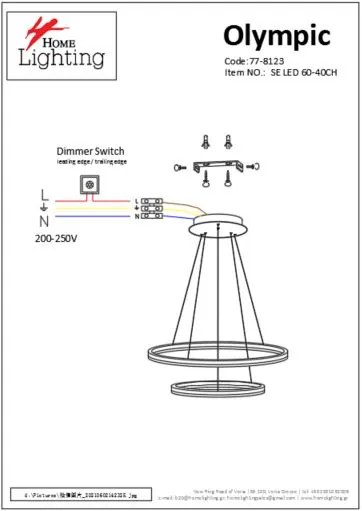 Γραμμικό Φωτιστικό SE LED 60-40 OLYMPIC PENDANT CHROME Α5 - 77-8123 - 51W - 100W - 77-8123