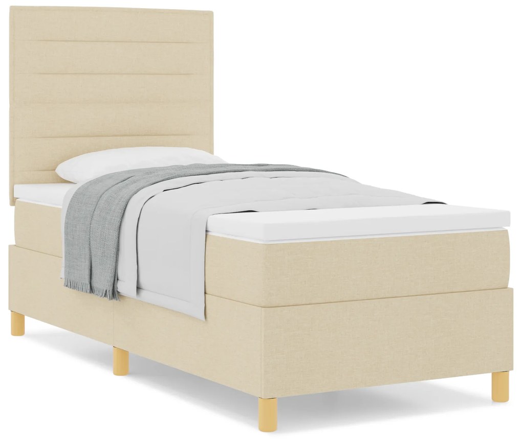 vidaXL Κρεβάτι με ελατήρια με στρώμα Κρεμ 100 x 200 cm ύφασμα