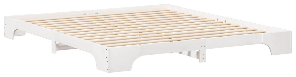 vidaXL Κρεβάτι δαπέδου Λευκό 180 x 220 εκ. Μασίφ ξύλο πεύκου