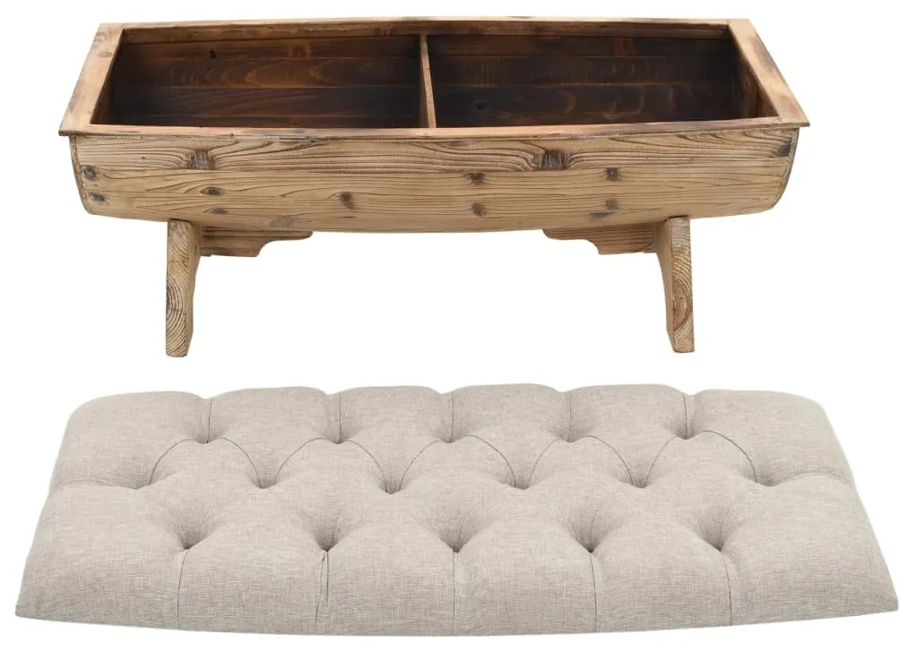 vidaXL Πάγκος Αποθήκευσης 103 x 51 x 44 εκ. από Μασίφ Ξύλο και Ύφασμα