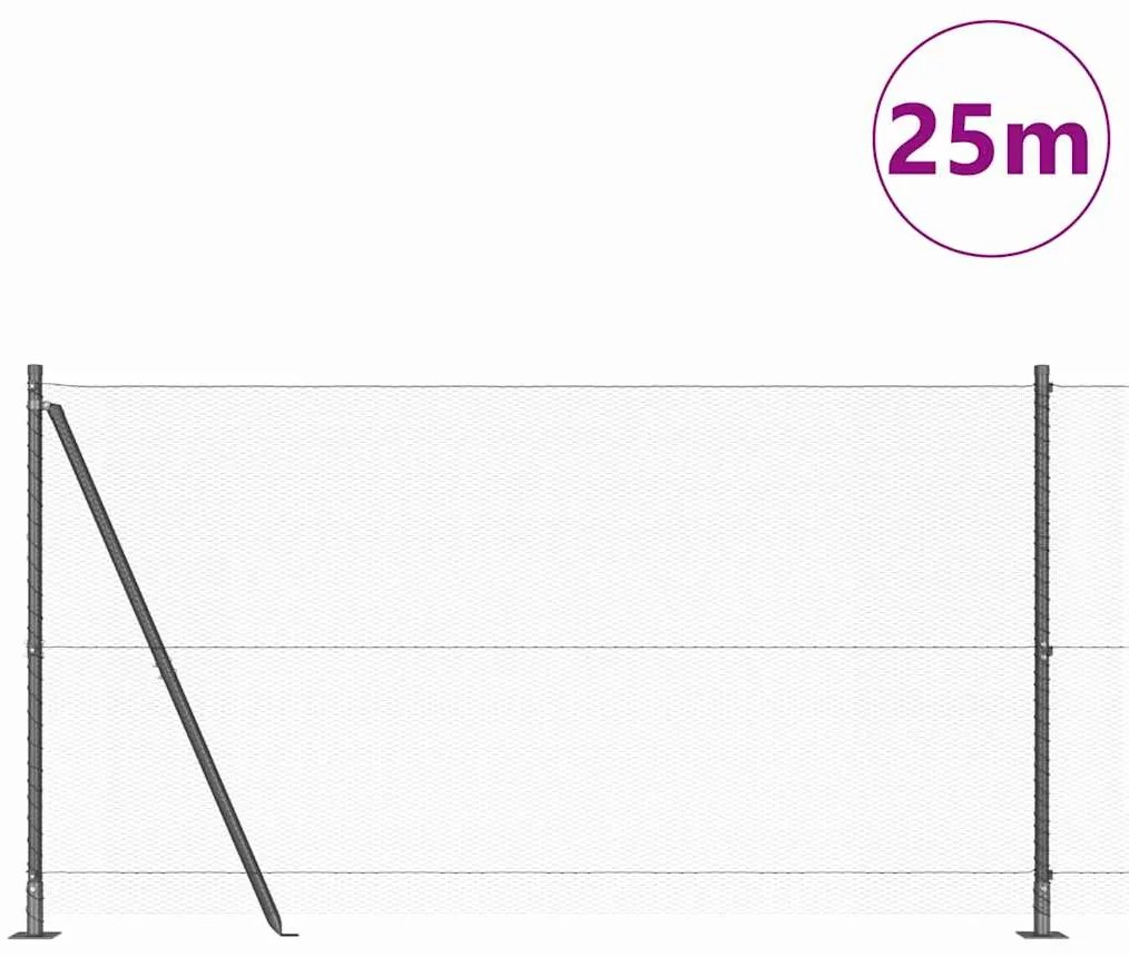 vidaXL Σετ περίφραξης Γκρι 25 x 1,2 μ (δίχτυ 13 χιλ.) Ατσάλι & Δίχτυ
