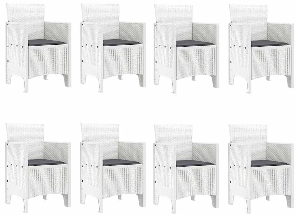 vidaXL Σέτ φαγητού για κήπο 9 pcs Ανοιχτό γκρι Rattan Polt
