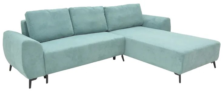 Kαναπές κρεβάτι τριθέσιος αναστρέψιμος Settee pakoworld ύφασμα με αποθηκευτικό χώρο σε σιέλ απόχρωση 286x204x93εκ