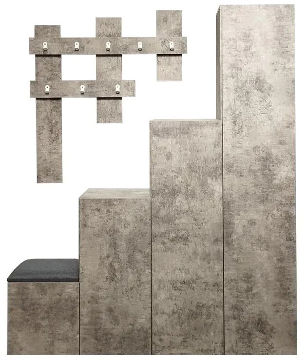 Έπιπλο εισόδου Nenich σε Γκρι oak απόχρωση 150x37x180εκ 150x37x180 εκ.