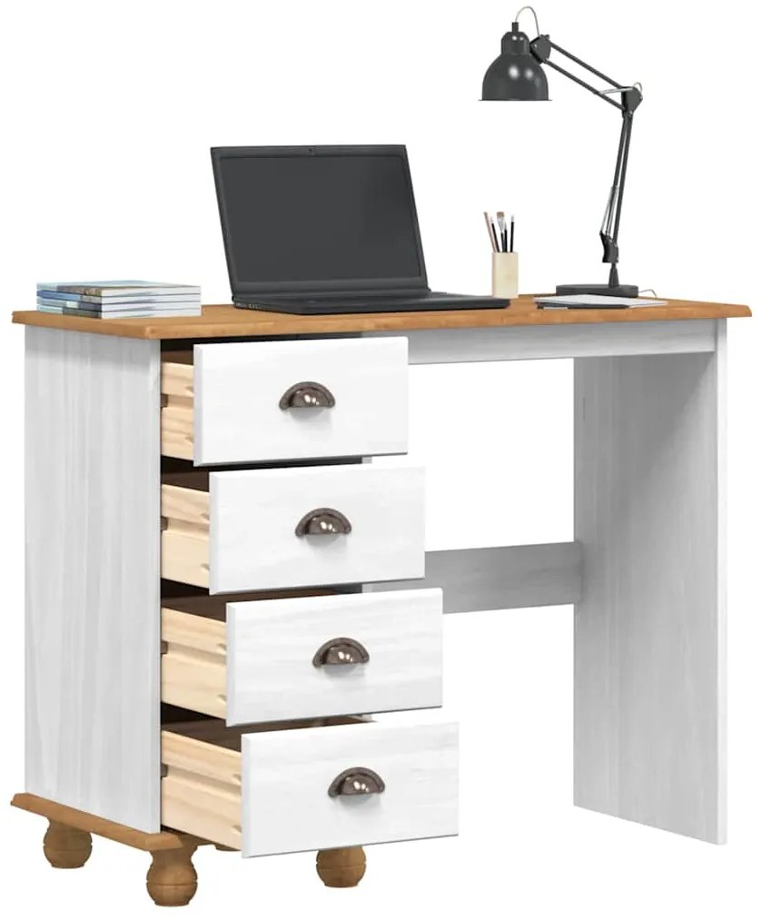 vidaXL Γραφείο γραφής με συρτάρι ASKIM Λευκό 95 x 40 x 75 εκ.