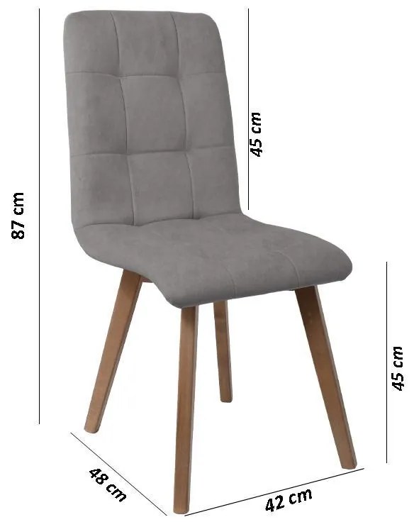Καρέκλα Τραπεζαρίας NEW T-17 Fylliana Γκρί με Grey oak πόδια 42x48x87εκ. 2αδα 42x48x87 εκ.