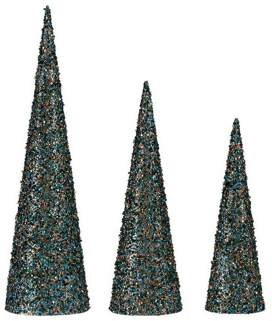 Χριστουγεννιάτικο Στολίδι Krist+ Μπλε Χρυσό πούλιες Χριστουγεννιάτικο στεφάνι 16,5 x 60 x 16,5 cm Κώνοι