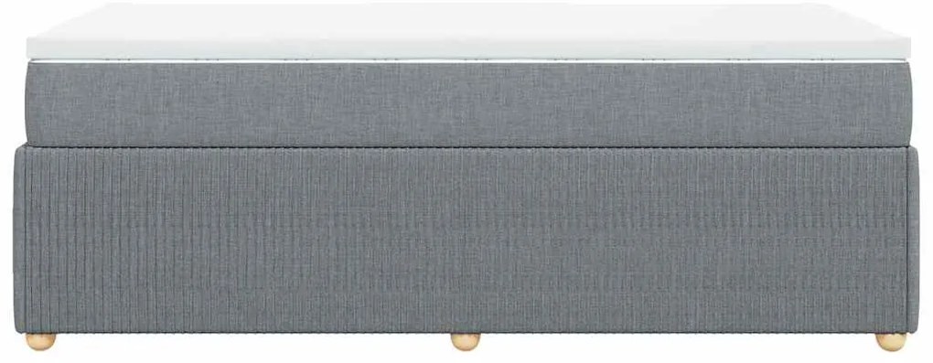 vidaXL Κρεβάτι Boxspring με Στρώμα Ανοιχτό Γκρι 100x200 εκ. Υφασμάτινο